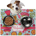 Wild Flowers Dog Food Mat - Medium w/ Name or Text