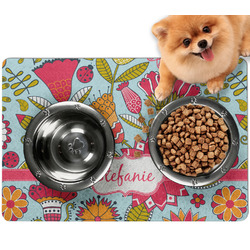 Wild Flowers Dog Food Mat - Small w/ Name or Text