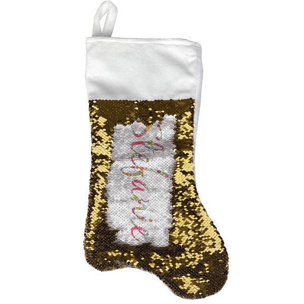 Custom Wild Flowers Reversible Sequin Stocking - Gold (Personalized)