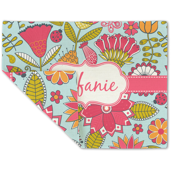 Custom Wild Flowers Double-Sided Linen Placemat - Single w/ Name or Text