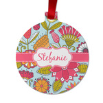 Wild Flowers Metal Ball Ornament - Double Sided w/ Name or Text