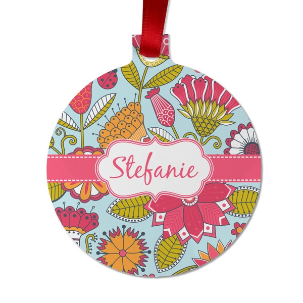 Custom Wild Flowers Metal Ball Ornament - Double Sided w/ Name or Text