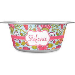 Wild Flowers Stainless Steel Dog Bowl - Medium (Personalized)