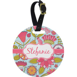 Wild Flowers Plastic Luggage Tag - Round (Personalized)