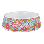 Wild Flowers Plastic Dog Bowl - Large (Personalized)