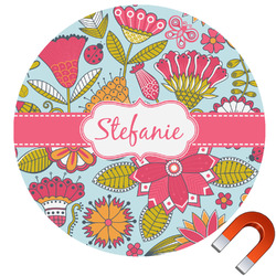 Wild Flowers Round Car Magnet - 10" (Personalized)