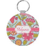 Wild Flowers Round Plastic Keychain (Personalized)