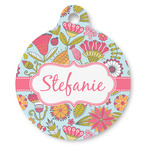 Wild Flowers Round Pet ID Tag (Personalized)