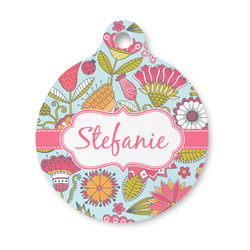 Wild Flowers Round Pet ID Tag - Small (Personalized)