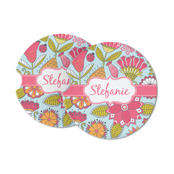 Wild Flowers Sandstone Car Coasters - Set of 2 (Personalized)