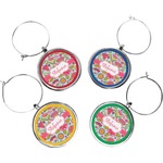 Wild Flowers Wine Charms (Set of 4) (Personalized)