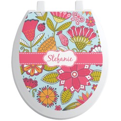 Wild Flowers Toilet Seat Decal - Round (Personalized)
