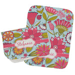 Wild Flowers Burp Cloths - Fleece - Set of 2 w/ Name or Text