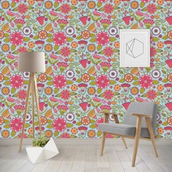 Wild Flowers Wallpaper & Surface Covering (Water Activated - Removable)