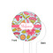 Wild Flowers White Plastic 4" Food Pick - Round - Single Sided - Front & Back