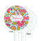 Wild Flowers White Plastic 5.5" Stir Stick - Single Sided - Round - Front & Back