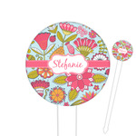 Wild Flowers Round Plastic Food Picks (Personalized)