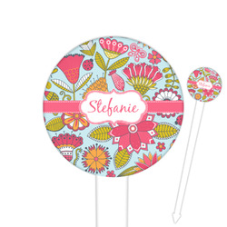 Wild Flowers Round Plastic Food Picks (Personalized)