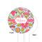 Wild Flowers White Plastic 6" Food Pick - Round - Single Sided - Front & Back