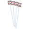 Wild Flowers White Plastic Stir Stick - Double Sided - Square - Front