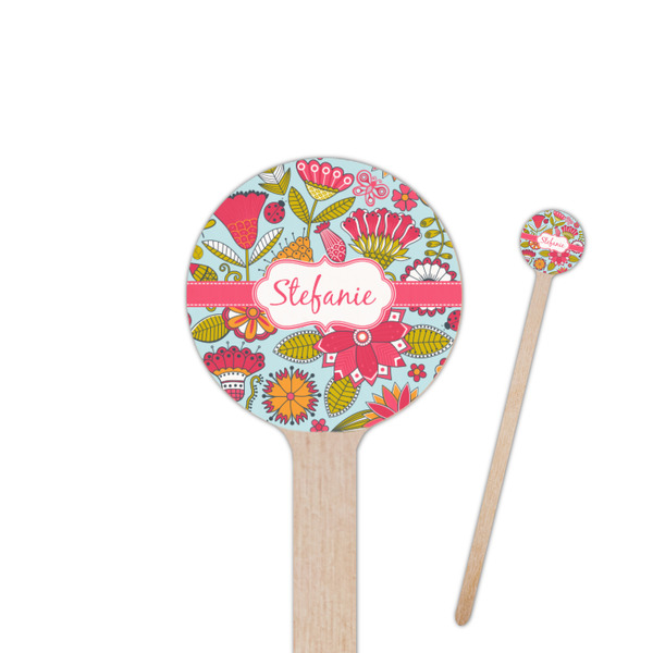 Custom Wild Flowers 7.5" Round Wooden Stir Sticks - Double Sided (Personalized)