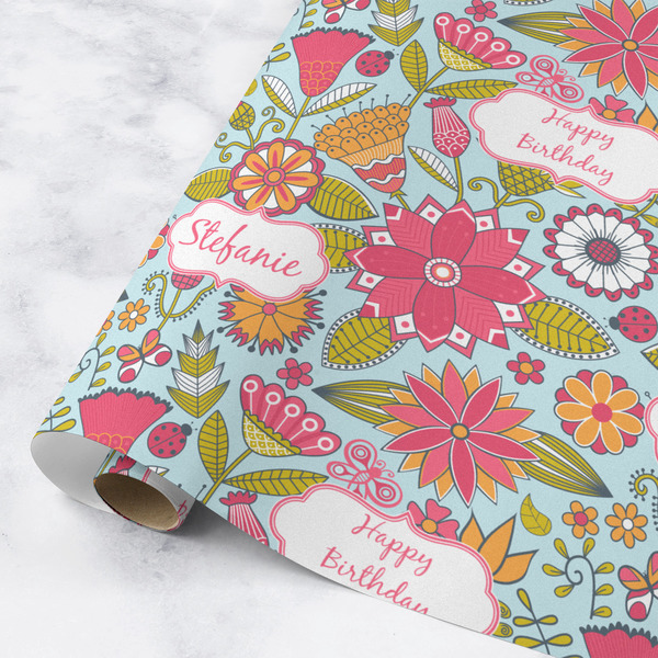 Custom Wild Flowers Wrapping Paper Roll - Medium - Matte (Personalized)