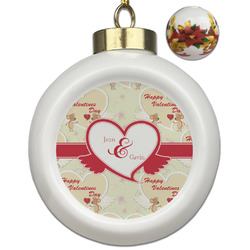Mouse Love Ceramic Ball Ornaments - Poinsettia Garland (Personalized)
