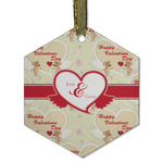 Mouse Love Flat Glass Ornament - Hexagon w/ Couple's Names