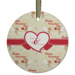 Mouse Love Flat Glass Ornament - Round w/ Couple's Names