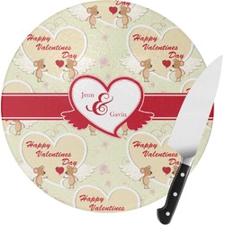 Mouse Love Round Glass Cutting Board - Medium (Personalized)