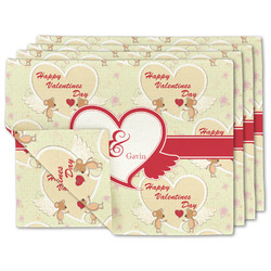 Mouse Love Double-Sided Linen Placemat - Set of 4 w/ Couple's Names