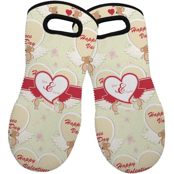 Custom Mouse Love Neoprene Oven Mitts - Set of 2 w/ Couple's Names