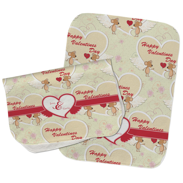 Custom Mouse Love Burp Cloths - Fleece - Set of 2 w/ Couple's Names