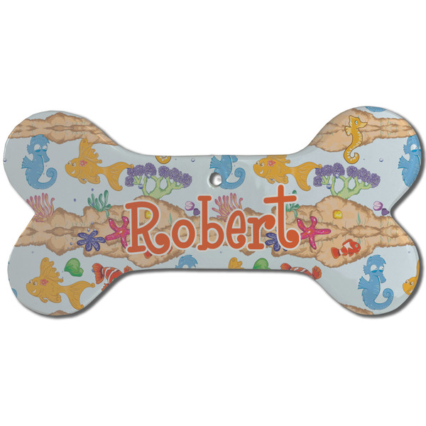 Custom Under the Sea Ceramic Dog Ornament - Front w/ Name or Text