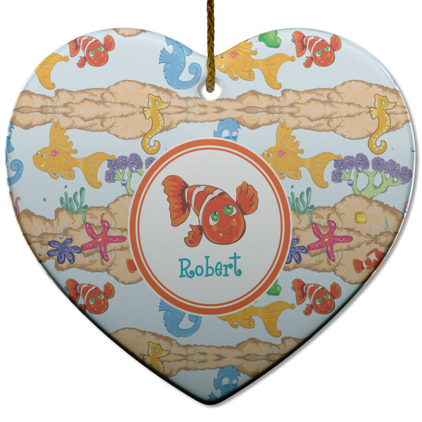 Custom Under the Sea Heart Ceramic Ornament w/ Name or Text