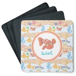 Under the Sea Square Rubber Backed Coasters - Set of 4 (Personalized)