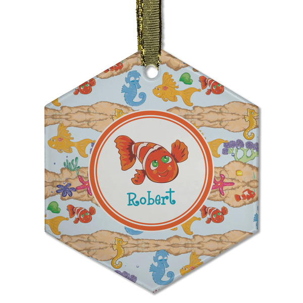 Custom Under the Sea Flat Glass Ornament - Hexagon w/ Name or Text