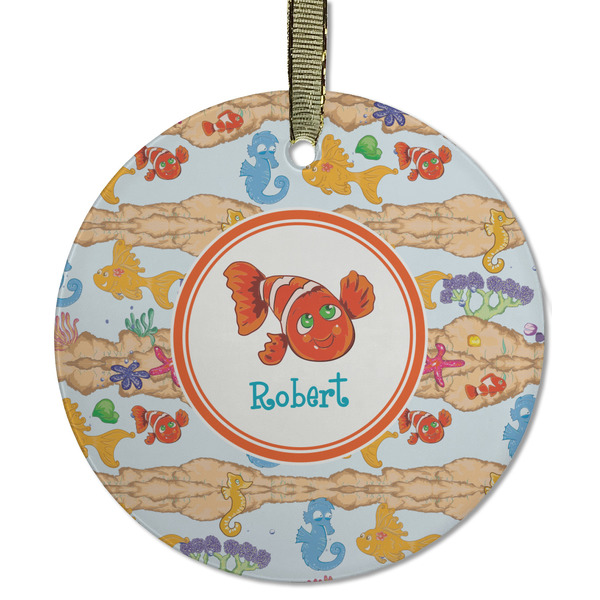 Custom Under the Sea Flat Glass Ornament - Round w/ Name or Text