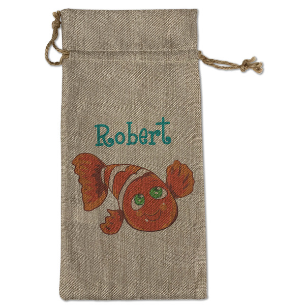 Custom Under the Sea Large Burlap Gift Bag - Front (Personalized)