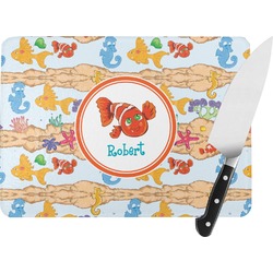 Under the Sea Rectangular Glass Cutting Board - Large - 15.25"x11.25" w/ Name or Text