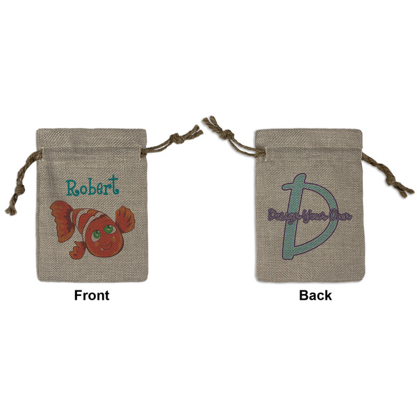 Custom Under the Sea Small Burlap Gift Bag - Front & Back (Personalized)