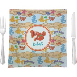 Under the Sea Glass Square Lunch / Dinner Plate 9.5" (Personalized)