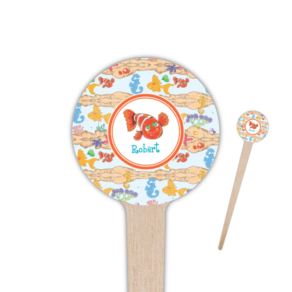 Custom Under the Sea 4" Round Wooden Food Picks - Double Sided (Personalized)