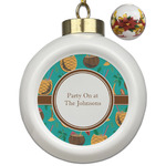 Coconut Drinks Ceramic Ball Ornaments - Poinsettia Garland (Personalized)