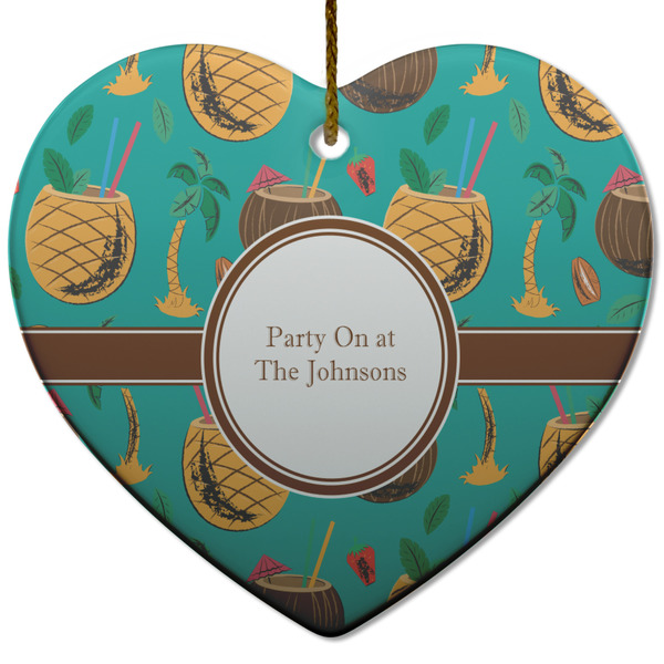 Custom Coconut Drinks Heart Ceramic Ornament w/ Name or Text