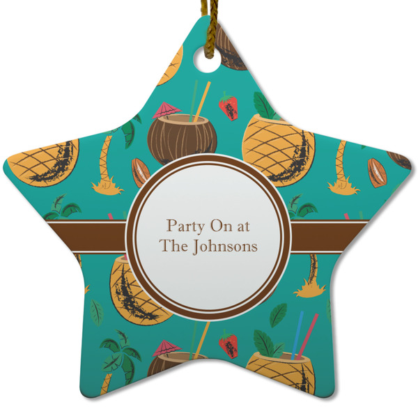 Custom Coconut Drinks Star Ceramic Ornament w/ Name or Text