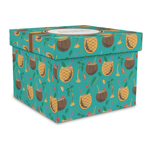 Custom Coconut Drinks Gift Box with Lid - Canvas Wrapped - Large (Personalized)