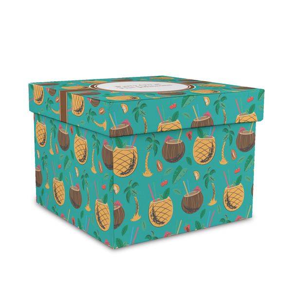 Custom Coconut Drinks Gift Box with Lid - Canvas Wrapped - Medium (Personalized)