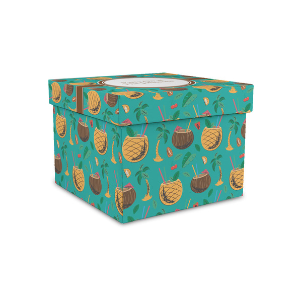 Custom Coconut Drinks Gift Box with Lid - Canvas Wrapped - Small (Personalized)