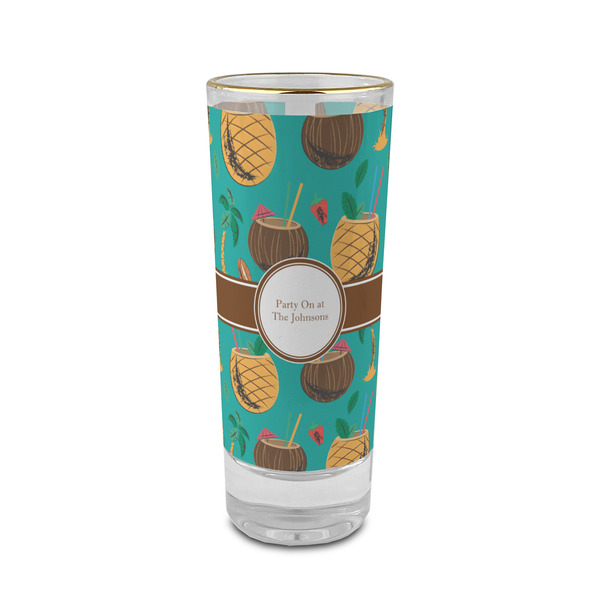 Custom Coconut Drinks 2 oz Shot Glass -  Glass with Gold Rim - Single (Personalized)